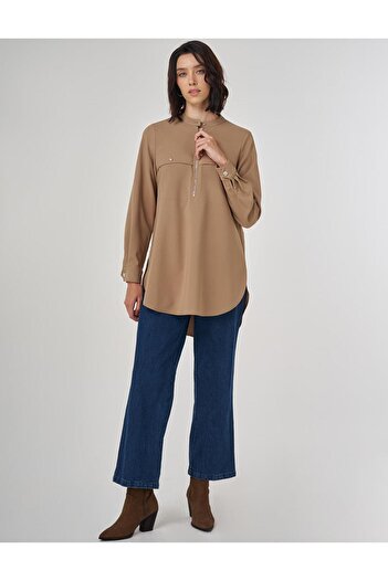 KYR Tunic with Stitching Detail Dark Mink