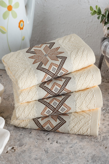 DNZGÜLCAN Set of 4 Ethnic Patterned Kitchen Towels 30X50 cm |   100% Cotton Jacquard Hand and Drying Cloth