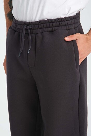 Valiberta Baggy Fit 3 Thread Ribbed Men's Sweatpants - Smoked