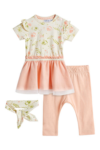 Dirkje By Styli Pack of 3 - Floral Print Cotton Top, Leggings and Headband