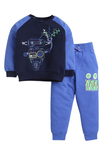 Victor and Jane By Styli Boys Robot Graphic Sweatshirt and Joggers Set