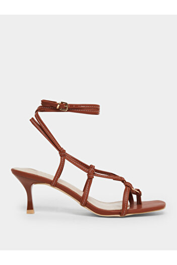 Raid By Styli Danika Knot Tie-Up Sandals with Ring Detail