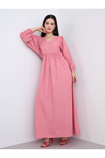 Styli Balloon Sleeve A-Line Maxi Dress