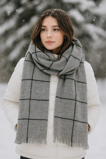MEKİK BUTİK Plaid Checkered Soft Texture Premium Quality Scarf Shawl