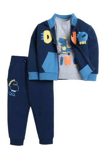 Victor and Jane By Styli Pack of 3 - Dino Print T-Shirt, Jacket and Joggers