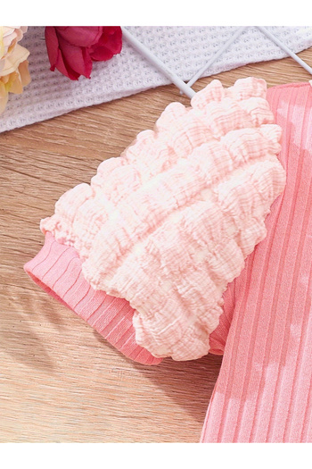 Take Two By Styli Girls Pink Knit Dress with Sling Bag