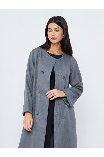 Styli Grey Open Front Buttoned Abaya