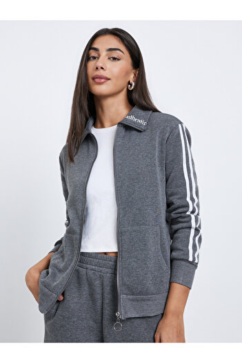 Styli Contrast Stripe Detail Front Zip Jacket and Pants Co-Ords