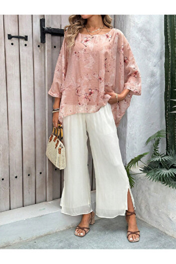Take Two By Styli Floral Print Top and Wide Leg Pants Co-Ords