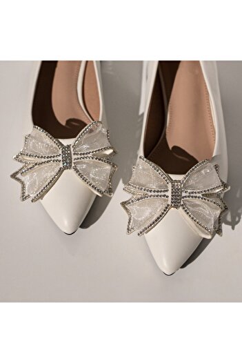 BMoD Women's white low-heeled shoes with metallic details MOD12116
