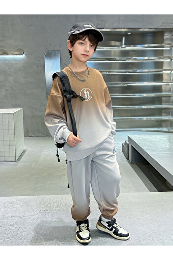 Take Two By Styli Grey Ombre Look Sweatshirt and Joggers Set