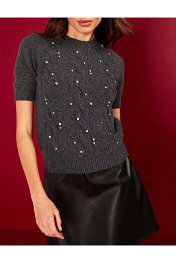 VERY V by short sleeve sweater, grey