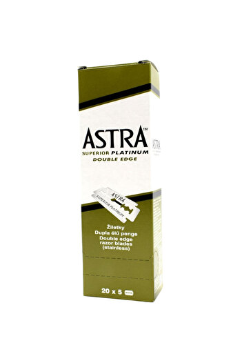 Astra Platinum Double Edge Safety Razor Blades,100 Blades (20 x 5)