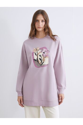 LC Waikiki LCWAIKIKI Basic Çiçekli Oversize Kadın Sweatshirt Tunik