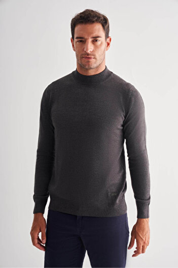 İmza Half Turtleneck Comfort Fit Classic Smoked Men's Sweater 1012255001