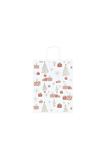 Papette Set of 10 Kraft Paper Bags with Pattern 8 Christmas 24 x 31(H) x 10cm