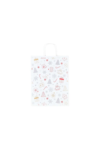 Papette Set of 10 Kraft Paper Bags with Pattern 3 Christmas 24 x 31(H) x 10cm