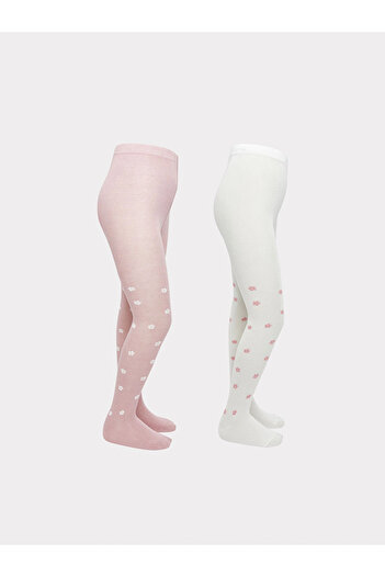 LC Waikiki Lcw Kids Pink Floral Girls' Pantyhose 2-Piece