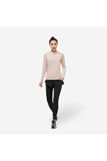 Decathlon Kalenji Women's Long Sleeve Running T-Shirt - Pink Quartz - Kiprun Run 100 Warm