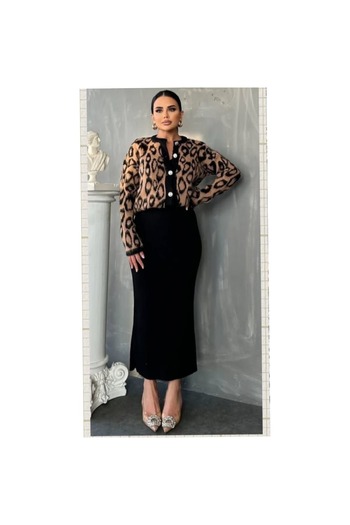 ANATOLIATEKSTILE 👗 Elegant knitted set – cardigan and midi skirt