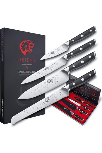 Orient Kitchen knife set, Origin Series X50 Ultra +, 4 pieces, German stainless steel, black