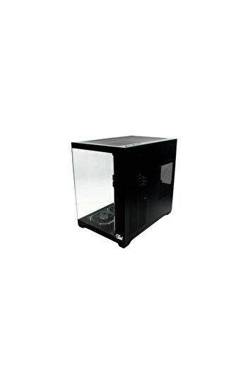 GTW علبة كمبيوتر للألعاب، برج متوسط أسود ATX مع 7 مراوح RGB مثبتة مسبقًا