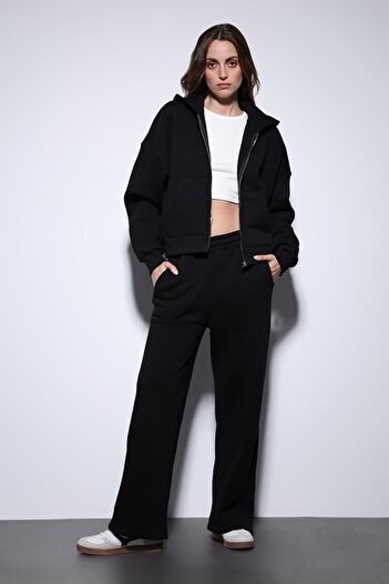 Antioch Black Zippered Hooded Women's Sweatshirt