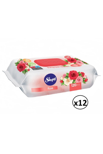 Sleepy Pack of 12 x Baby Wet Wipes, Rose, 120 pieces, rose scent