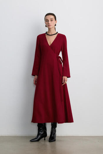 BE BLUE Dark Red Double Breasted Dress