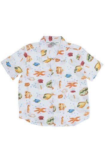 Ozmoz By Mukadder Özden 100% Cotton Patterned Summer Boy's Shirt