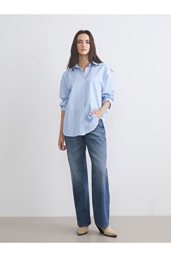 LC Waikiki LCW Vision Çizgili Oversize Kadın Gömlek