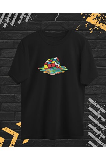 OEM Men's T-Shirt with Embroidery, Rubik's Cube, Cotton, Black, Size S