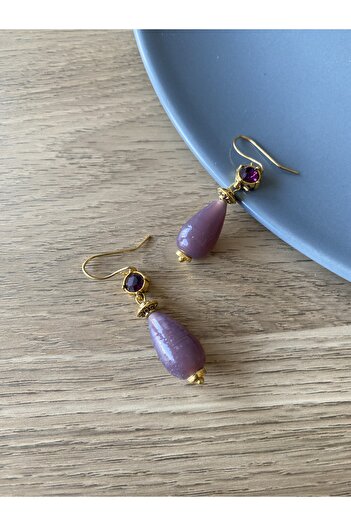 dela otantik Elegant Drop Earrings with Stones – Handmade Dangle Earrings - Authentic Bohemian Vibrant Colorful Bijouterie Jewelry