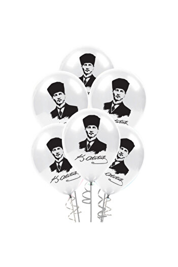 EXİZTİCARET 12 Inch Pastel Balloon Printed 50 Pieces-Atatürk-Printed