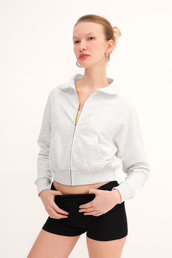 Addax High Neck Zippered Cardigan H12136