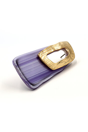 Sose Moda Lilac Geometric Shape Gold Earrings - Modern Elegant Design