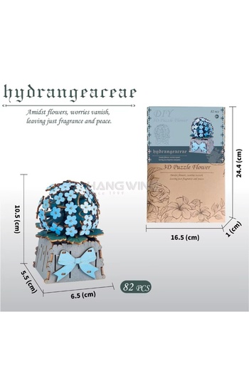 OEM 3D Wooden Puzzle 82 Pieces - Forget-me-not Flowers in Pot