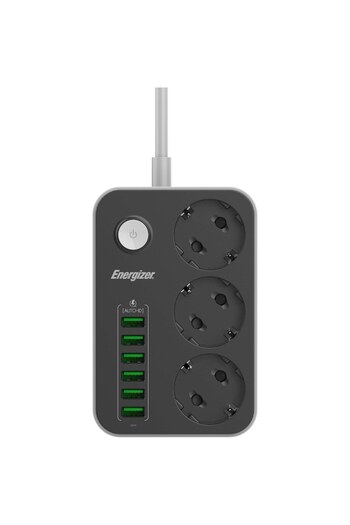 Energizer power strip 3x Schuko, 6x USB-A, 2500W, 10A, 2m