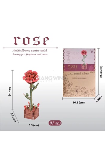 OEM 3D Wooden Puzzle 97 Pieces - Rose in Pot
