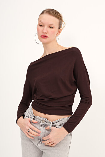 Addax Boat Neck Long Sleeve Blouse B190