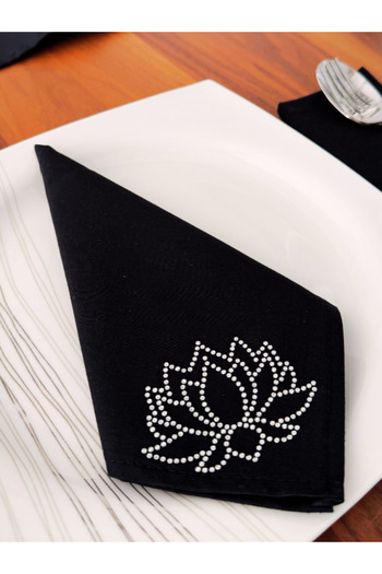 Menar Tasarım Service Presentation Napkin 6 Pieces Fabric Napkin Service Napkin Lotus Embroidered Fabric