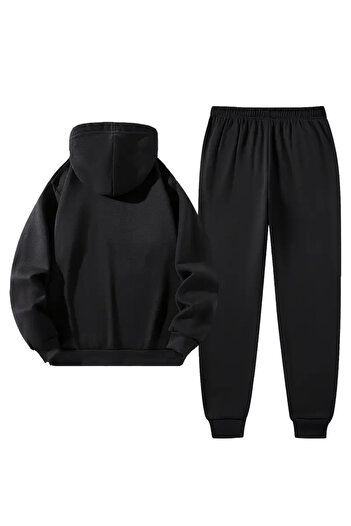 AEMİ Unisex Trust No One Printed Hoodie and Jogger Sweatpants - Top and Bottom Set