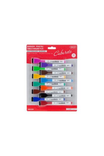 daço Whiteboard Marker, Color Multicolor, 12 pcs/set, With Eraser