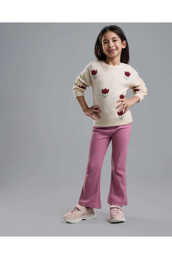 R&B Patterned Sweater with Crew Neck and Long Sleeves