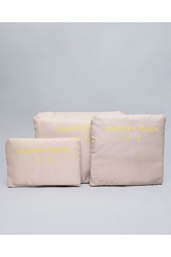 R&B Beige Women's 6 Piece Storage Travel Pouches
