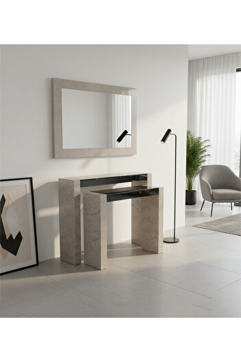 DEC45 Marble Replacement Entrance Set with Black Glass Top