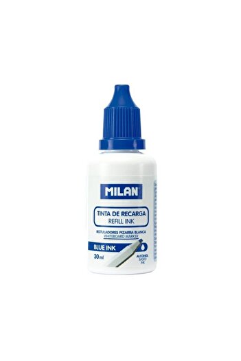 Milan Rezervă marker pentru tablă albă, culoare albastră, cerneală material, 30 ml, pe bază de alcool
