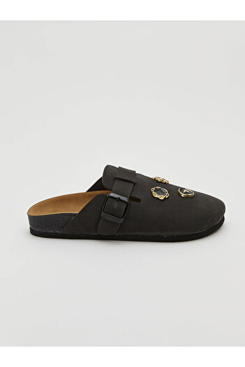 LC Waikiki Buckle-Decorated Suede-Look Women's Slippers
