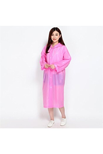 Optim Solution Adult EVA Raincoat, Waterproof, Wind-Resistant, Hooded, Side Snaps, Unisex, Pink