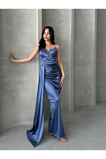 ADAMODA.RO Long dress with rhinestone straps